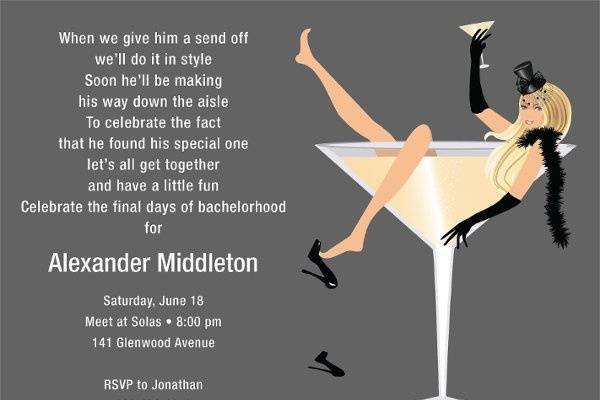 Martini Girl Bachelor Party Invitation by Noteworthy Collections
