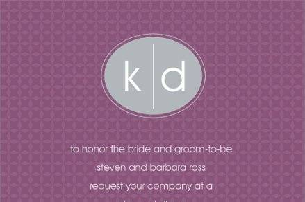 Oval Monogram Purple & Grey Rehearsal Dinner Invitations by Noteworthy Collections