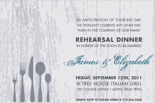 Wood Grain Dinner Silver Rehearsal Dinner Invitations by Noteworthy Collections