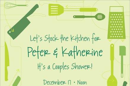 Kitchen Utensils Green Kitchen Shower Invitations by Noteworthy Collections