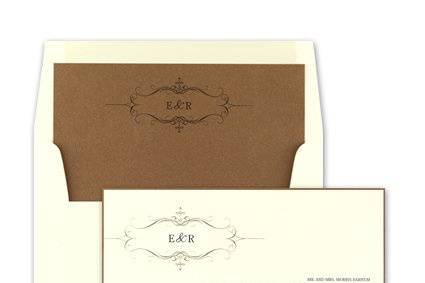 Baroness Gold and Ecru Layered Invitation by Checkerboard