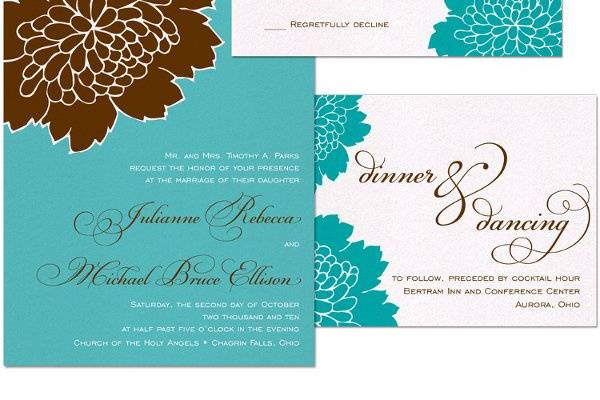 Bliss Teal on Diamond Wedding Invitations by The Green Kangaroo