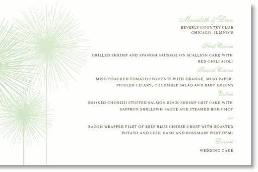 Green Dandelion Menu Cards
by IB Designs