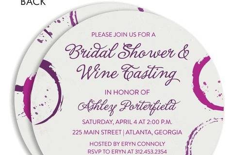 Wine and Wedding Rings Circle Bridal Shower Invitation
by Noteworthy Collections