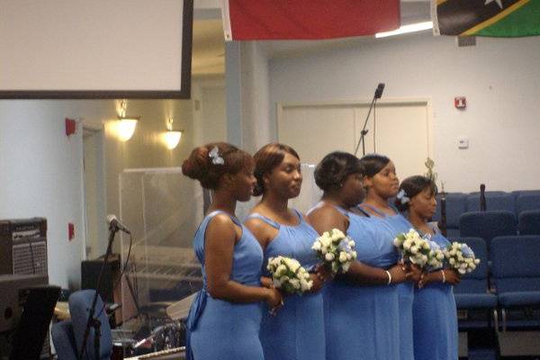 Bridesmaids, Maid of Honor and Matron of Honor during ceremony