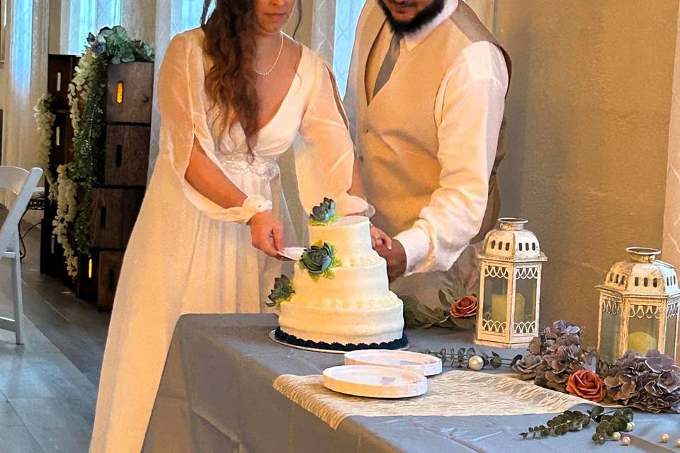 Cutting the wedding cake