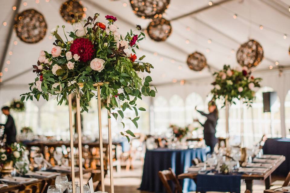 Rustic reception setup