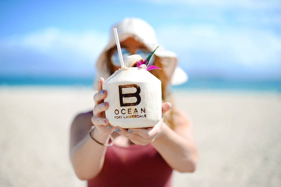 Coconut cocktail on the beach