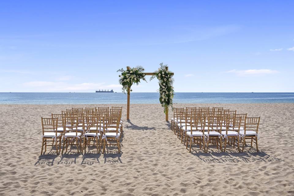 Beach wedding ceremony