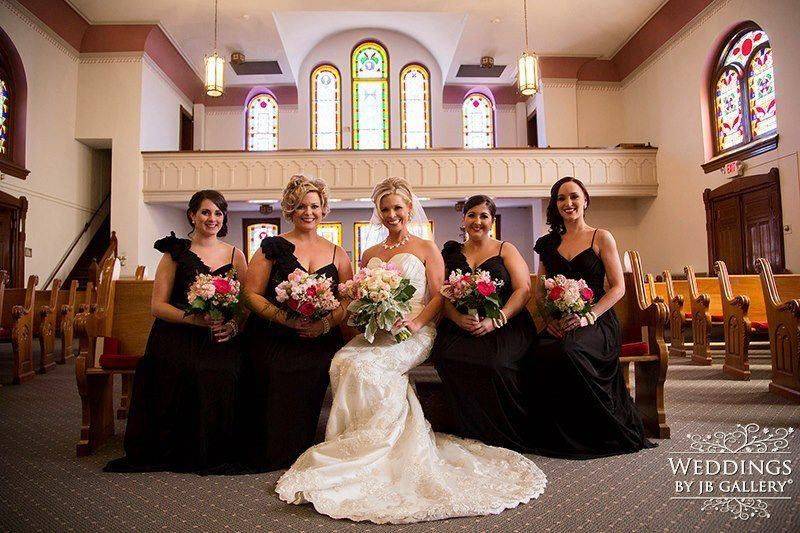 Bride and her bridesmaids