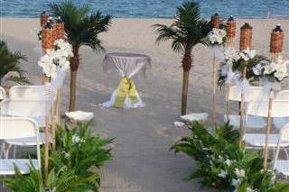 Tropical aisle and palm trees