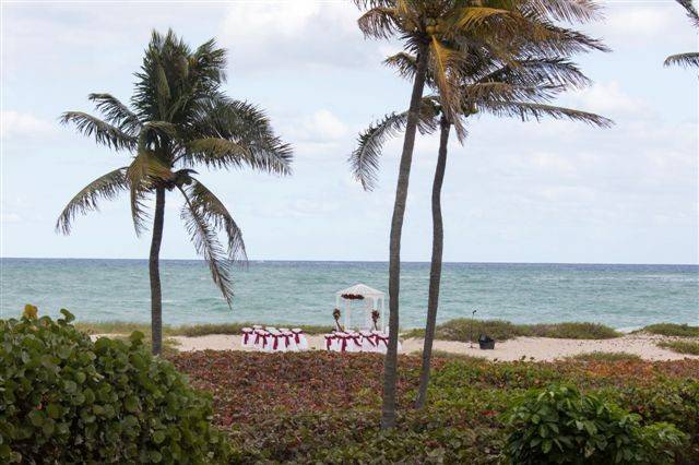 Gazebo on beach at Sea Watch restaurant.