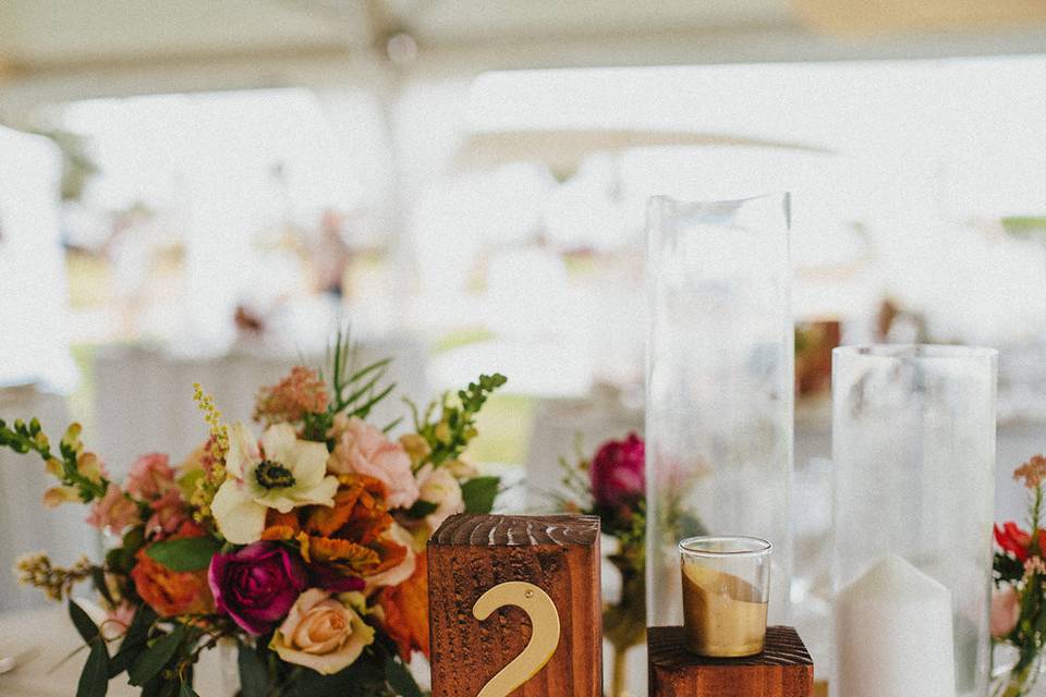 Table setup with centerpiece