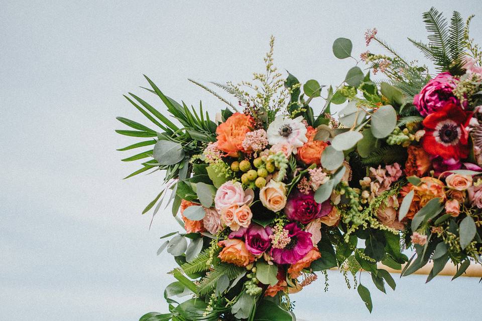 Decorated wedding arbor