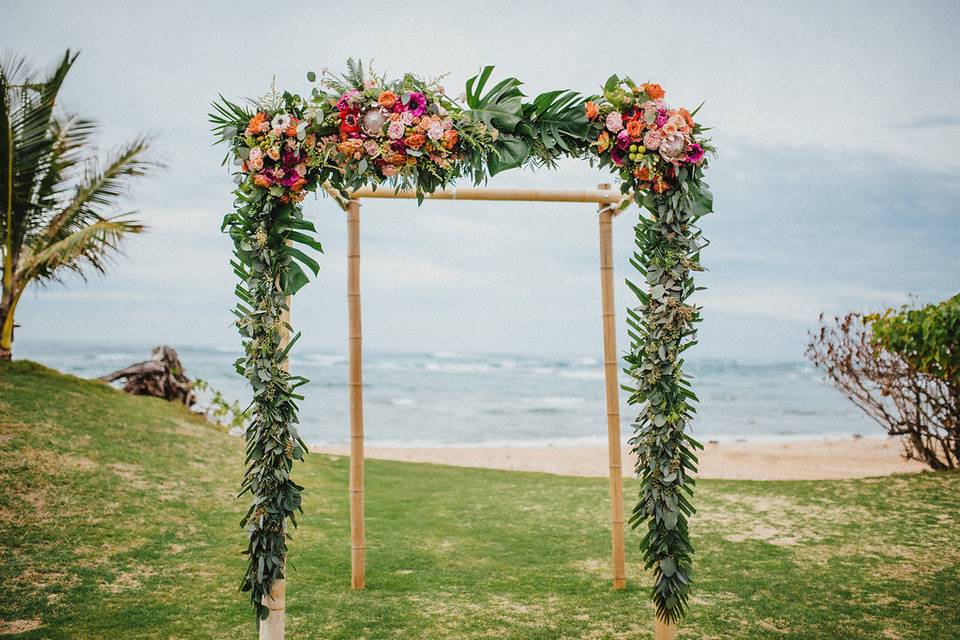 Decorated wedding arbor