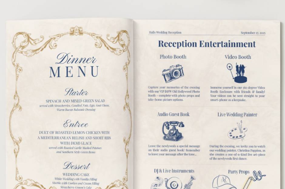 Reception Menu & Info