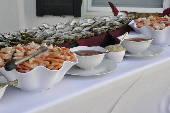 Cape cod seafood display and raw bar