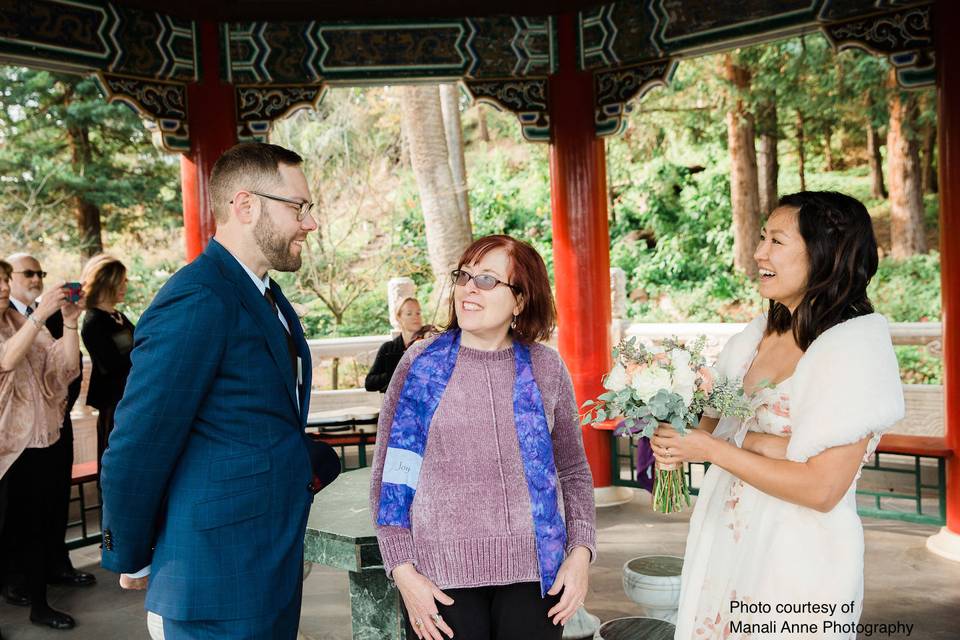 Chatting with the newlyweds