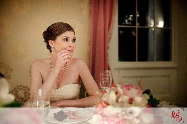 Bride at her table