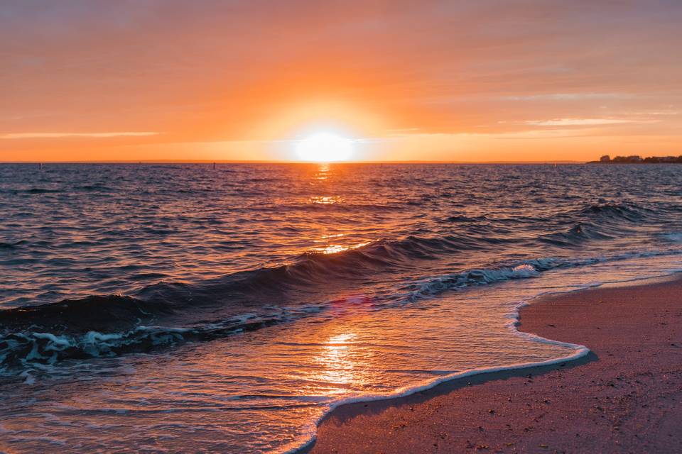 Sunset over our beach