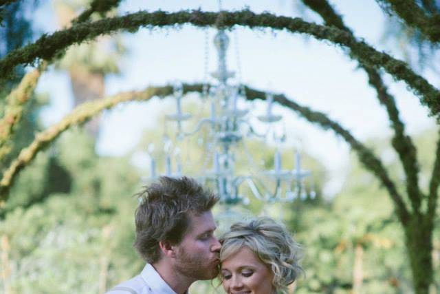 Fall Bouquet, Large Mossed Gazebo with Crystal Chandelier