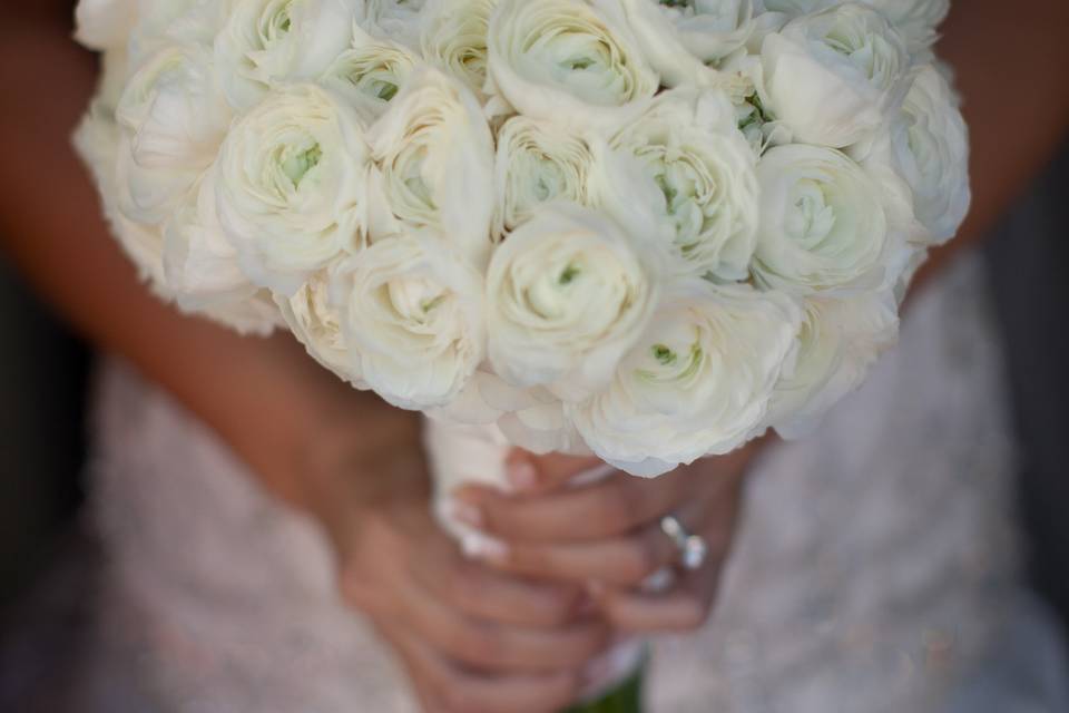 Bridal Bouquet of White Ranunculus