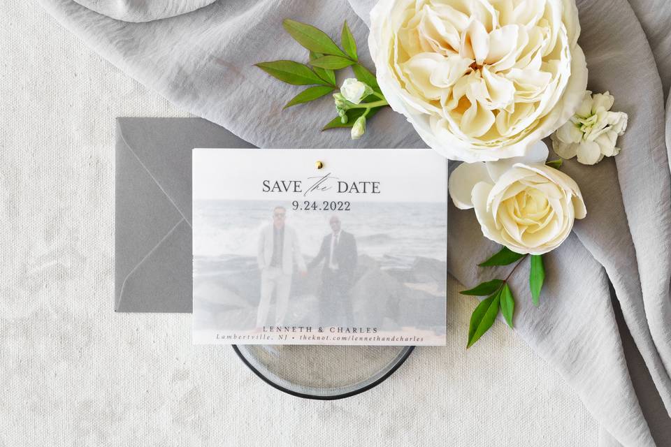 Vellum photo save the date