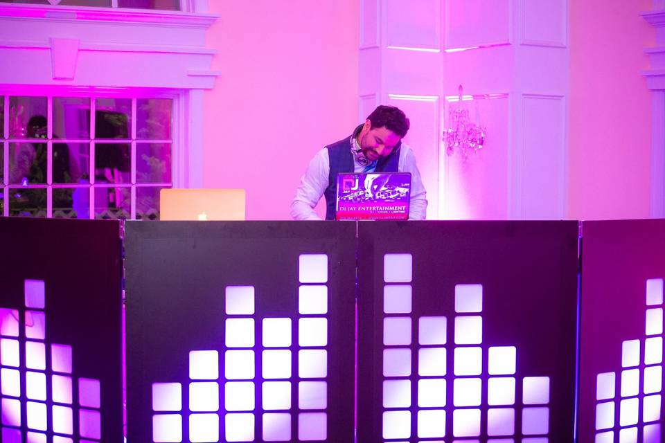 DJ with violet lights