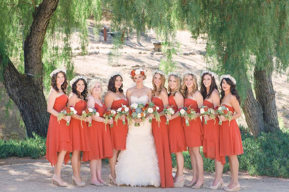 The bride with her bridesmaids