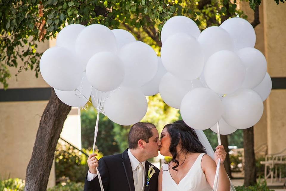 Groom and bride outdoors