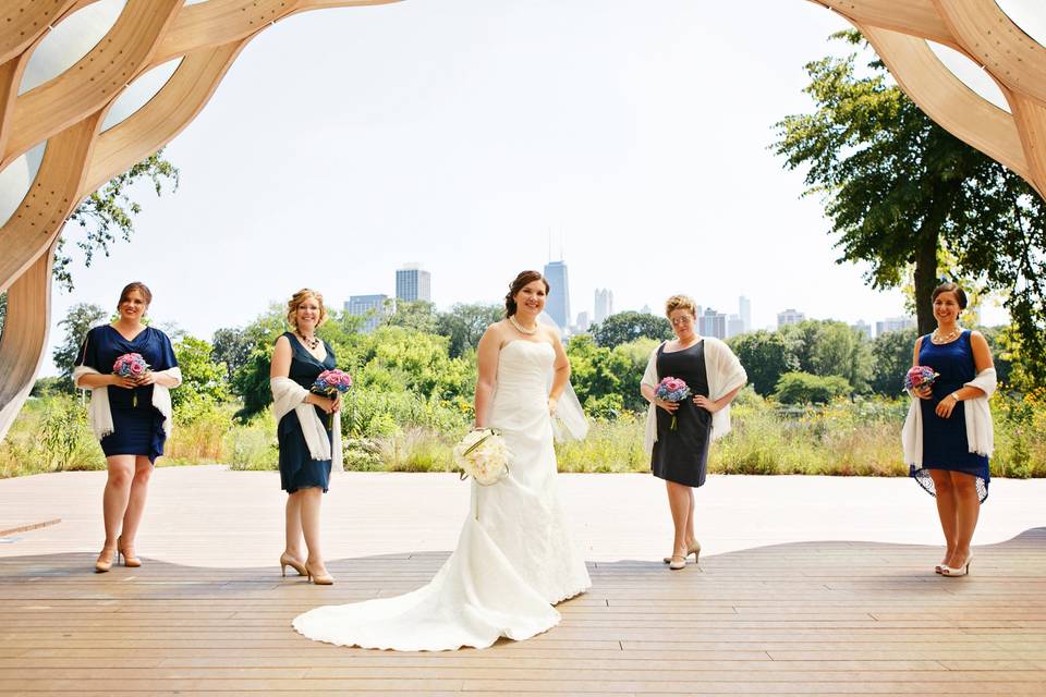 Bride and bridesmaids