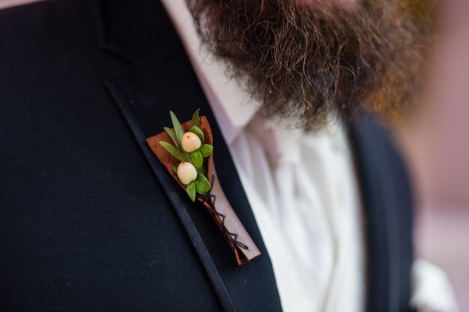 Boutonniere with Woven Leather