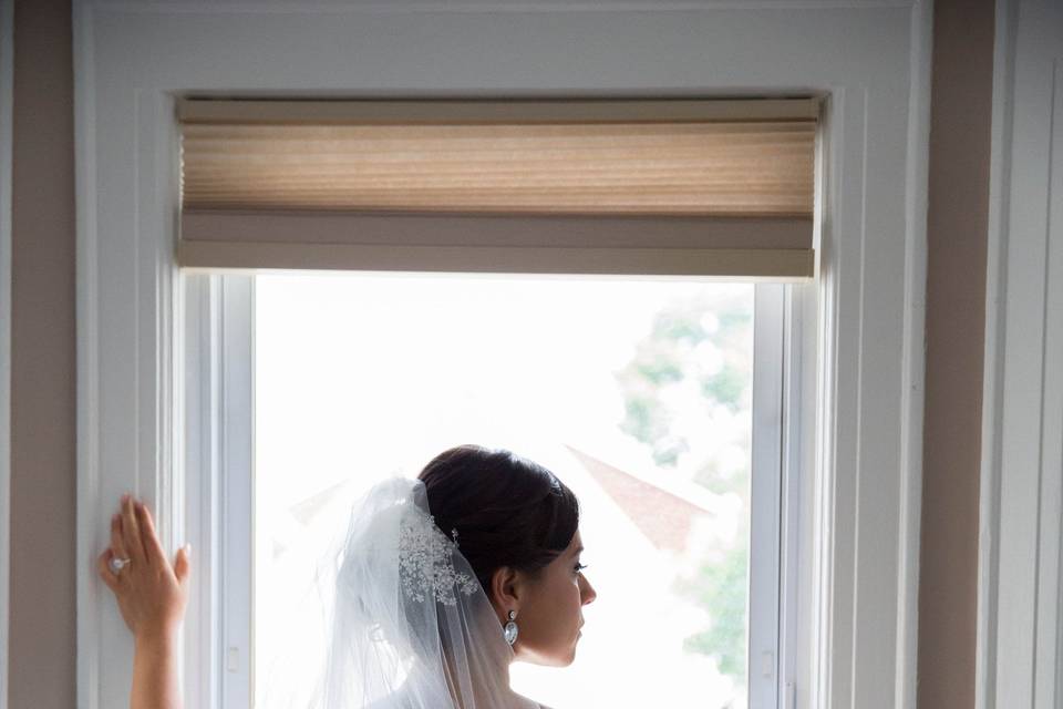 Bride by the windows