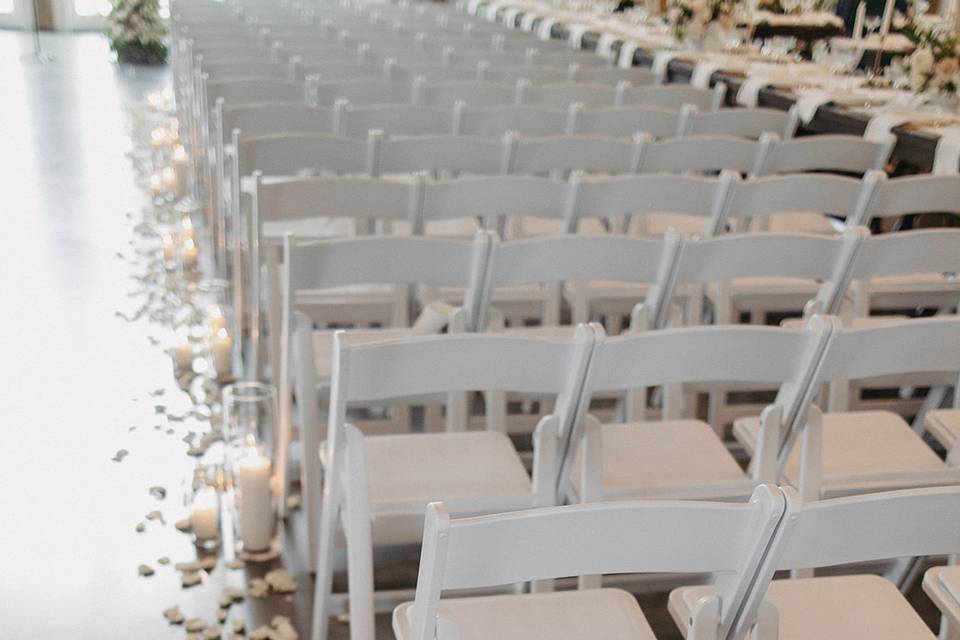 White garden chairs