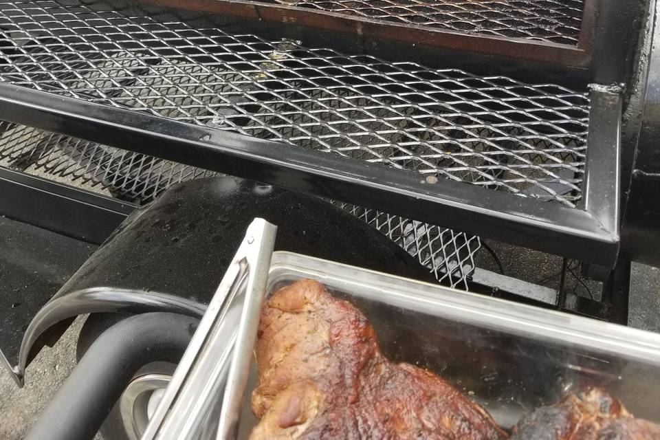 Briskets cooking for 12 hours