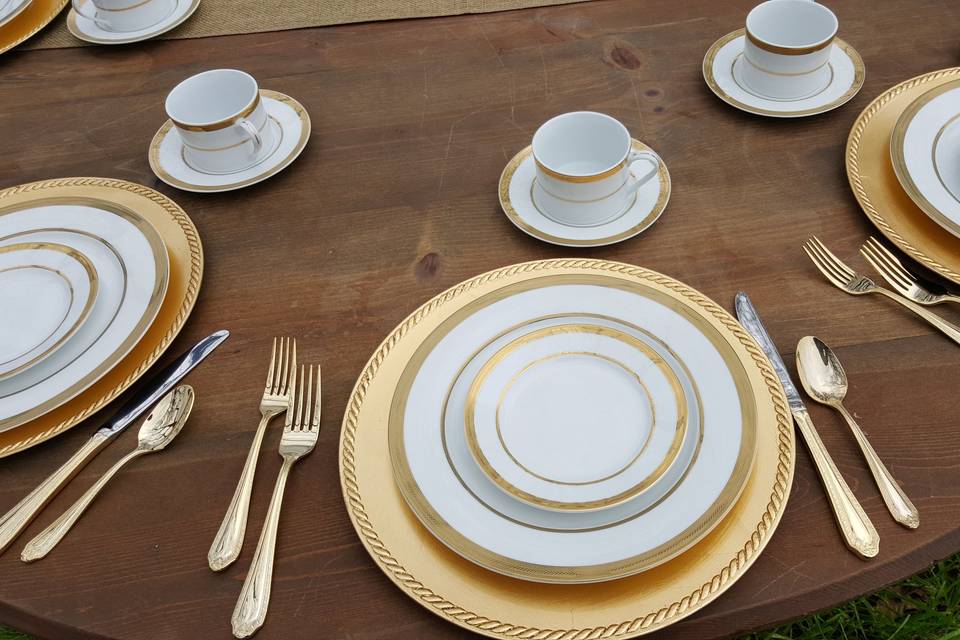 Our upgrade China-Rhiannon Gold with Gold Barenthal Silverware.