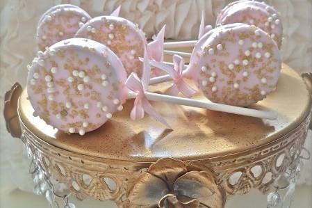 Pink and Gold Chocolate Dipped Oreo Cookie Pops
