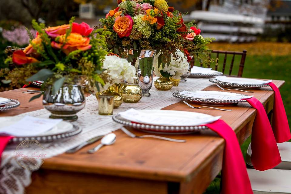 Wooden table setup