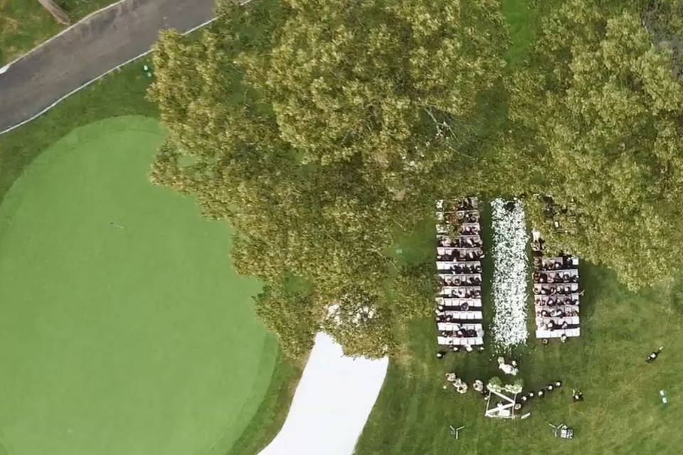 Aerial view of a ceremony