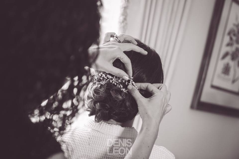 Bride getting ready