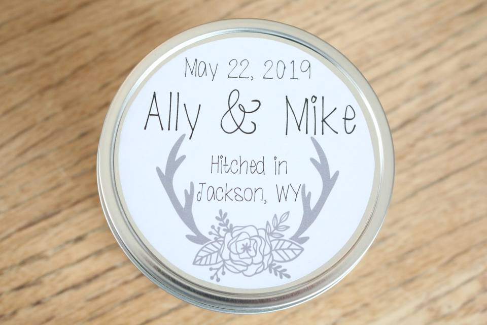 Custom Rustic Candle Favor