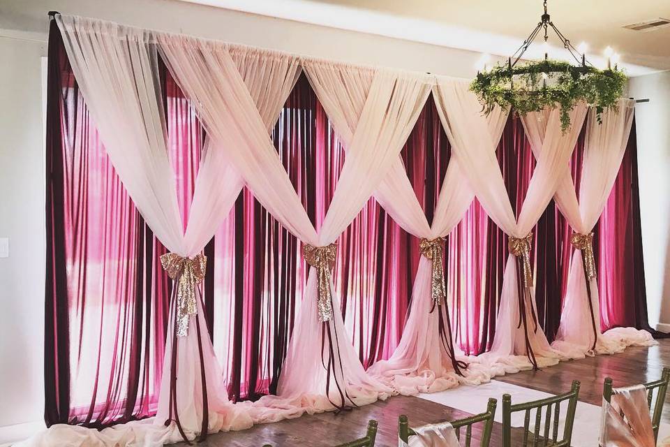 Blush and Burgundy draping