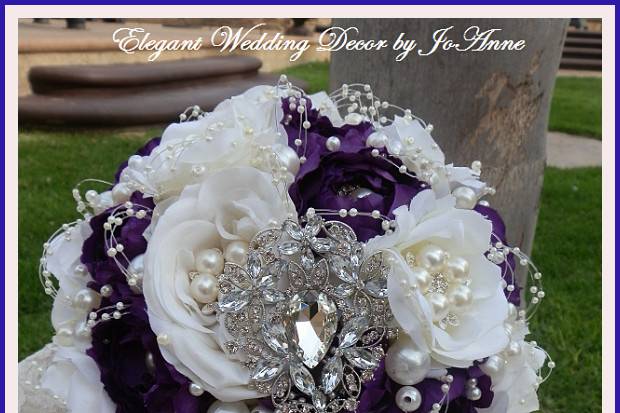 Purple/Ivory Mix Bridal Jeweled Bouquet