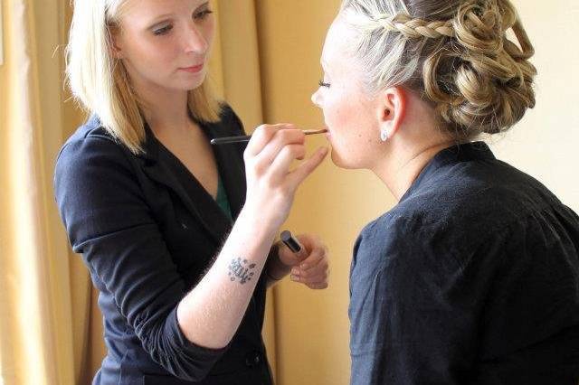 Applying makeup