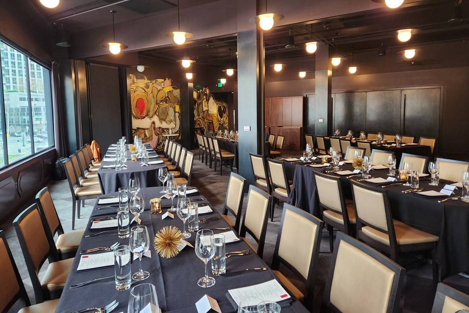 Boardroom setup in dining room
