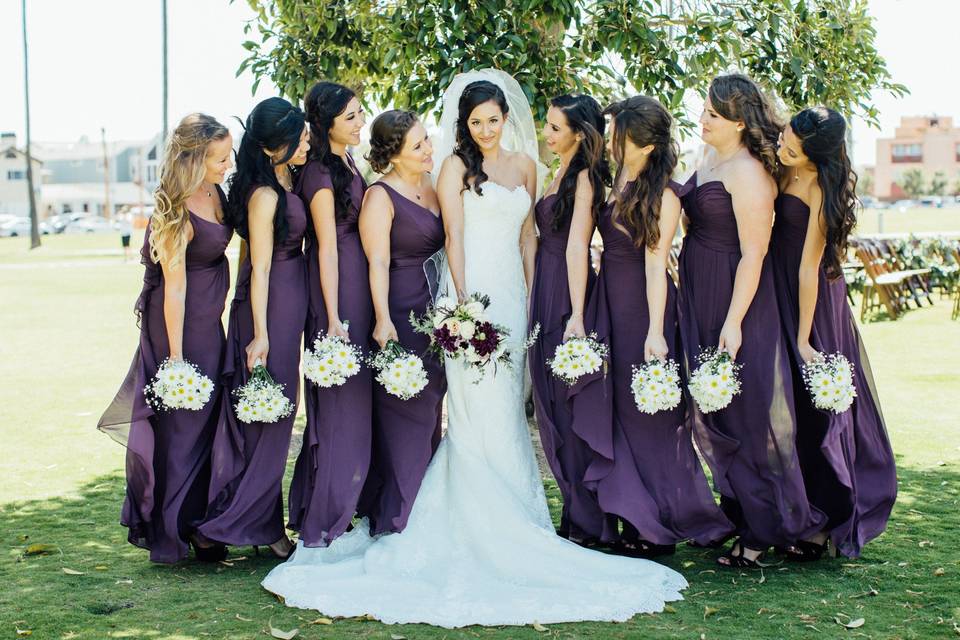 The bride with her bridesmaids