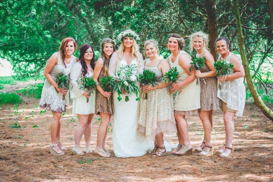 The bride with her bridesmaids