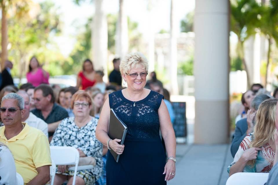 Officiant enters the wedding