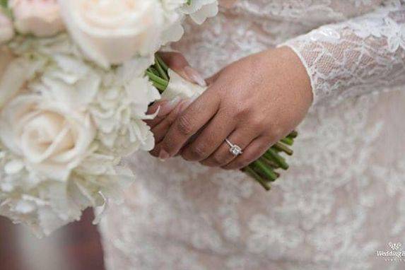 The bride holding her bouquet