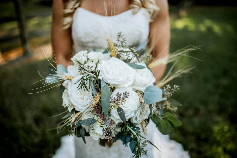 Bride with her bouquet